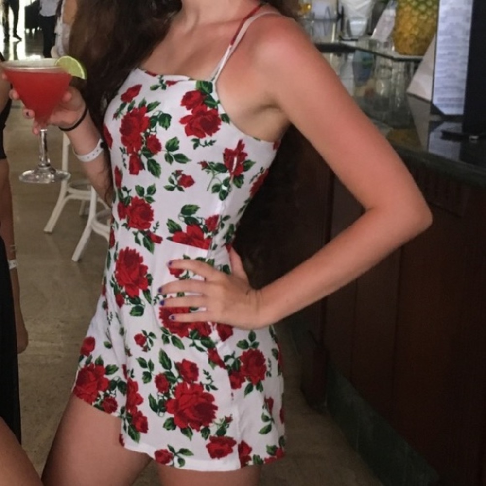 White romper with red roses from H&M